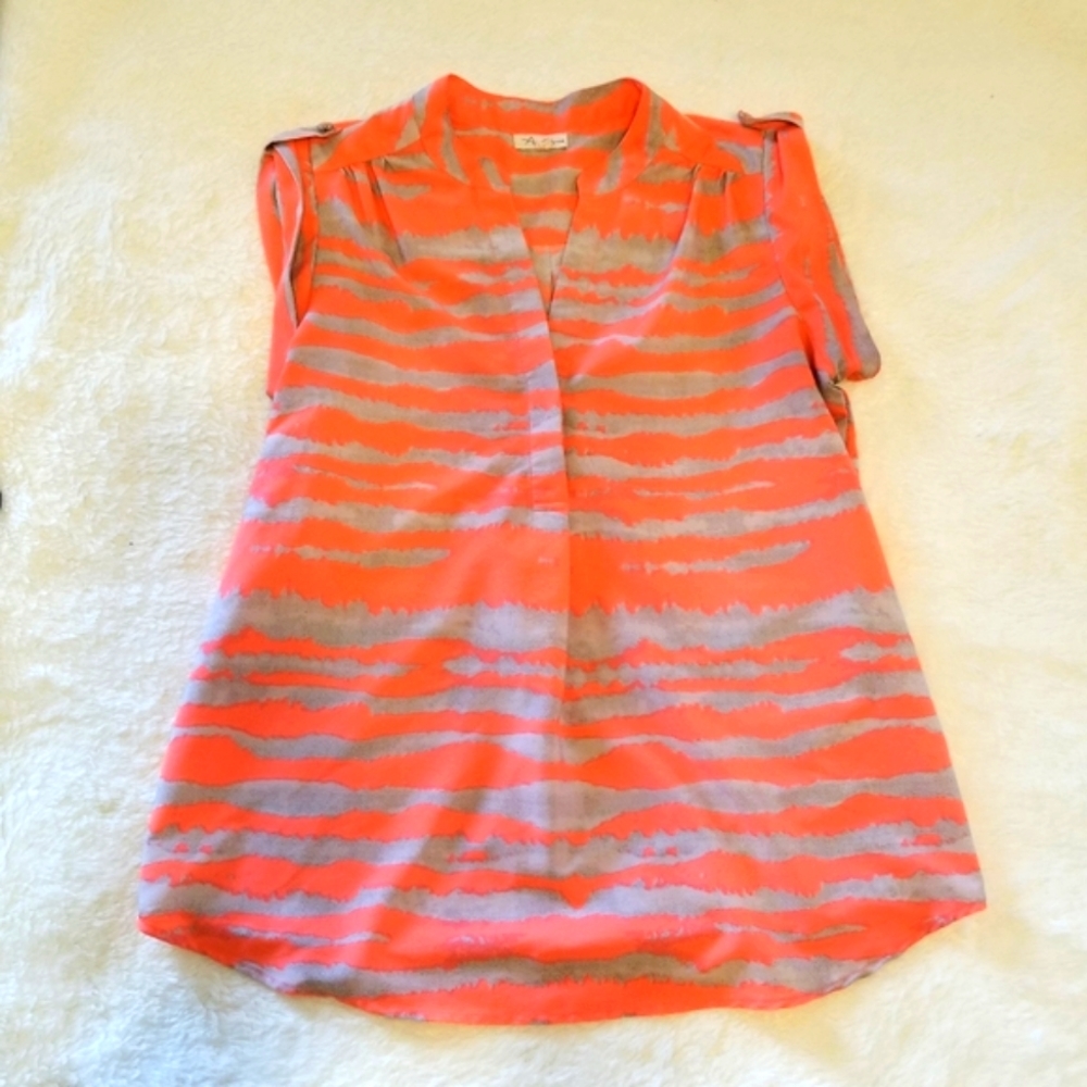 Antilia Femme Silver & pink striped blouse‎